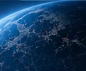Blue illuminated Earth horizon, partnership illustration